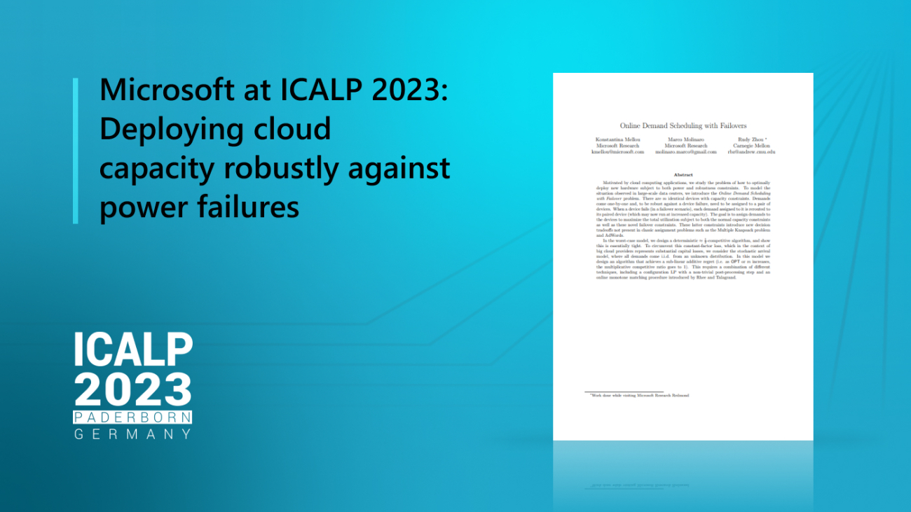 Microsoft at ICALP 2023: Deploying cloud capacity robustly against power failures