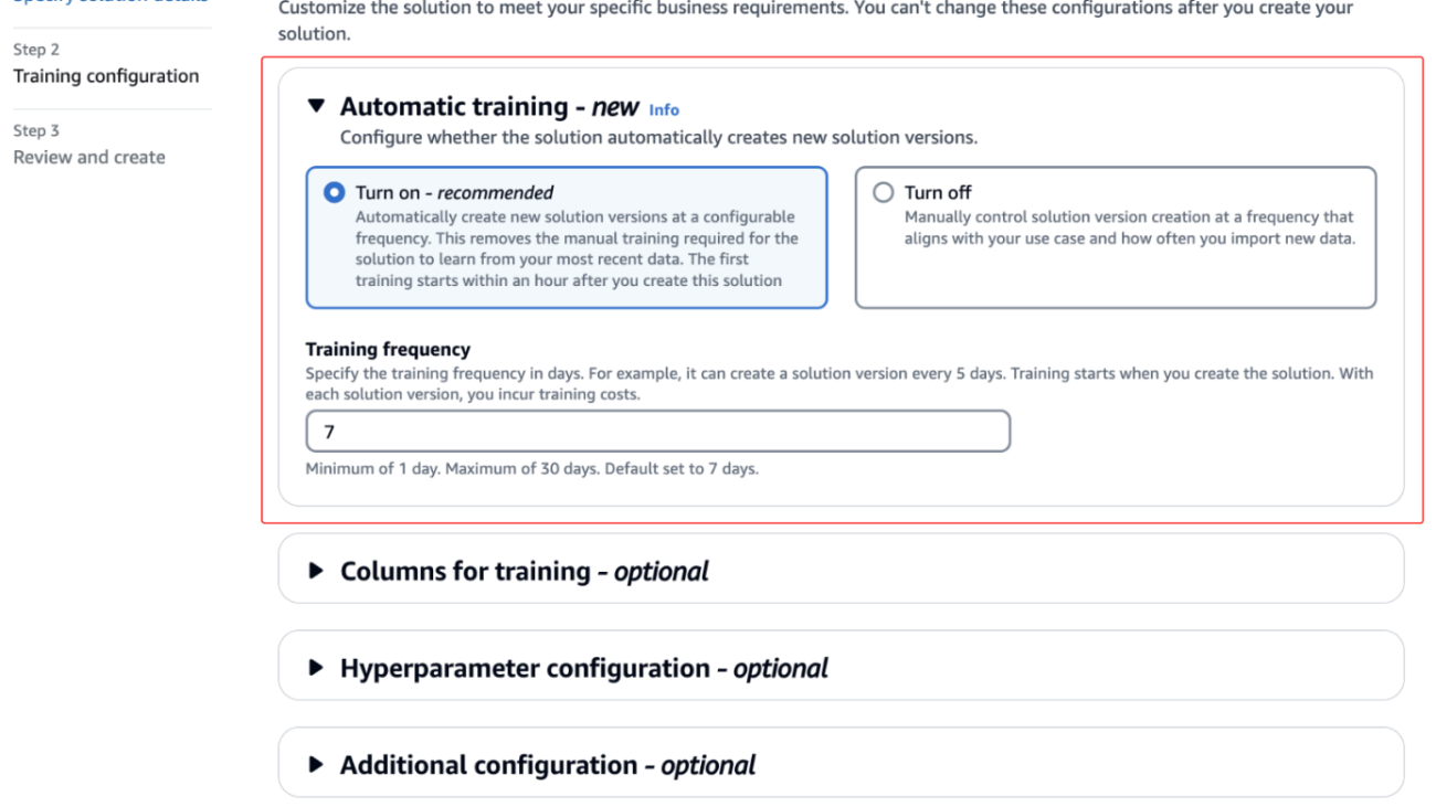 Introducing automatic training for solutions in Amazon Personalize