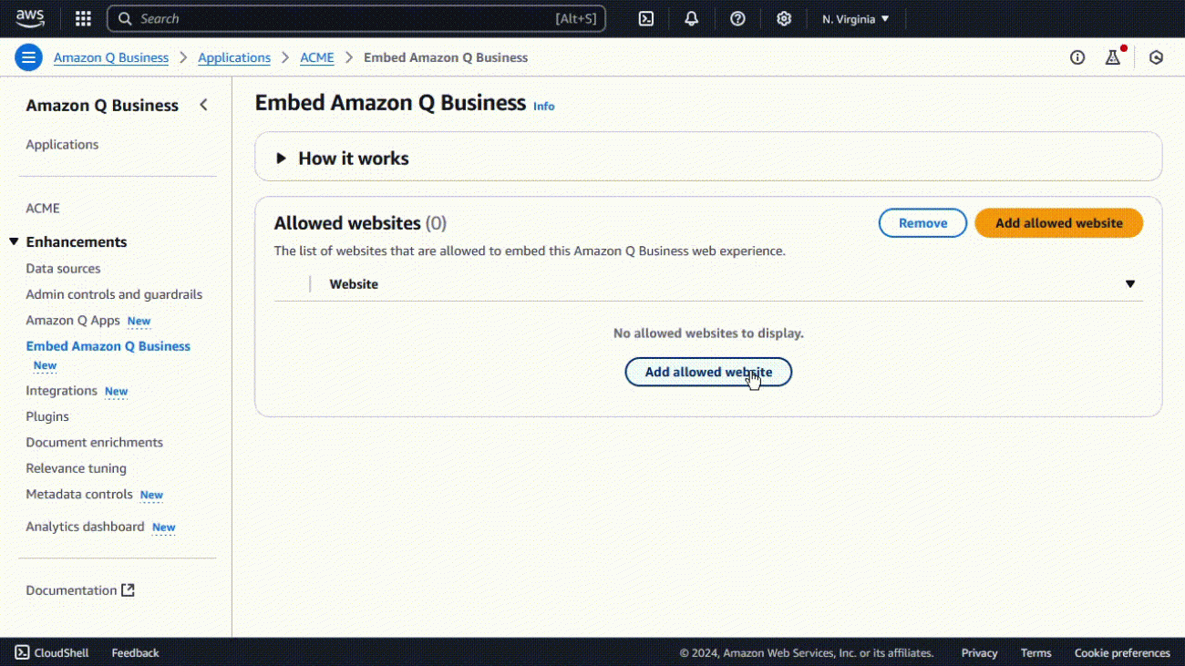 Add a generative AI experience to your website or web application with Amazon Q embedded