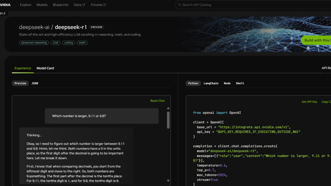 DeepSeek-R1 Now Live With NVIDIA NIM